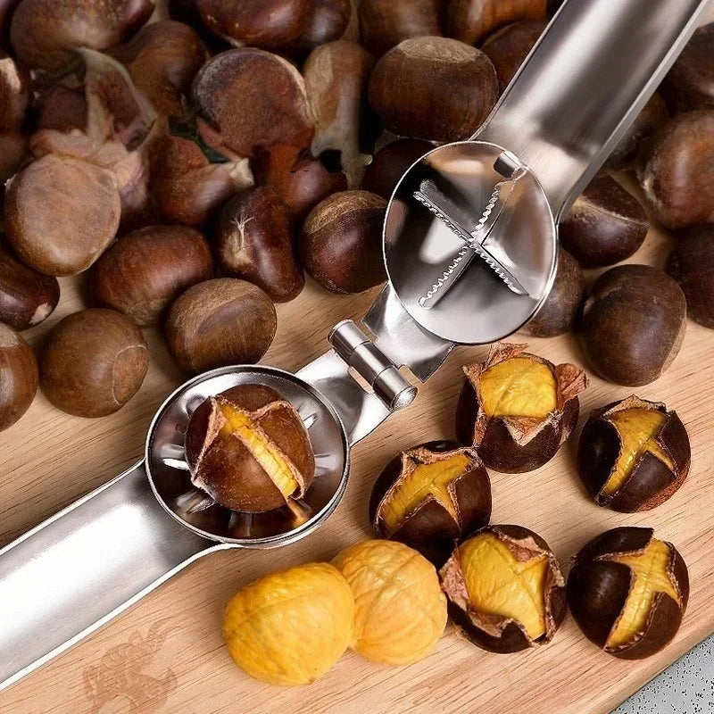 Stainless Steel 2-in-1 Chestnut & Walnut Cracker Nut Opener